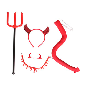 Ensemble de 5 accessoires de déguisement Demon Trident Headband pour Halloween, fête costumée, en plastique rouge, taille adulte - Product Image 5