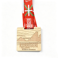 Médaille de sport en bois personnalisée en gros d'usine, écologique, gravée, pour marathon, course, avec ruban de cou