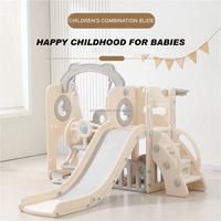 VSUCH Ensemble de jeu 4 en 1 pour enfants : toboggan, balançoire, aire de jeux intérieure pour tout-petits avec panier de basket et escalier d'escalade pour chambre et espace de jeu