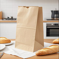 Sacs alimentaires en papier kraft à fond carré avec découpe pour le pouce, imprimés flexo, recyclables, pour pâtisserie et boulangerie, livraison rapide