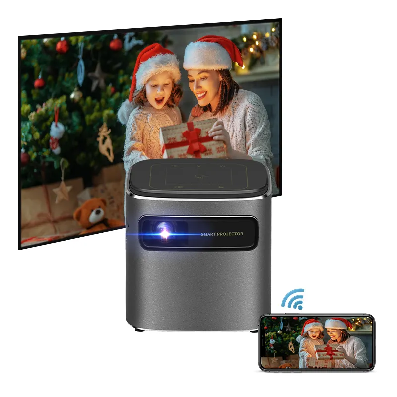 Hotack portable mini phone projector 4k ultra full hd video wifi small smart short throw android dlp projectors