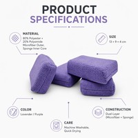 Éponge microfibre anti-rayures pour lavage de voiture, double couche absorbante, outil de nettoyage et de polissage doux, réutilisable