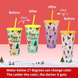 Mug à café personnalisé à sublimation sur le thème de Noël, 24 oz, avec logo imprimé, motif, paille, gobelet changeant de couleur - Product Image 4