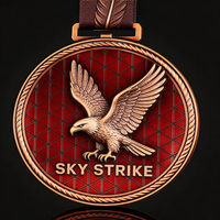 Médaille de sport personnalisée en alliage de zinc plaqué or 3D, style antique, pour gymnastique, football, course 5 km, marathon, avec ruban