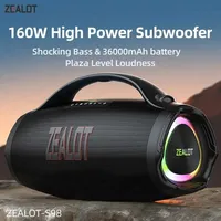 Altavoz Inalámbrico Portátil Zealot S98 de 160w, Altavoz para Fiestas con Bajos, Resistente al Agua, para Exteriores, con Batería de Larga Duración e Iluminación RGB