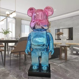Statua dell'orso fatto a mano fai da te Graffiti figurina in vinile con pittura a pigmenti fluidi per i premi di san valentino in resina - Product Image 6
