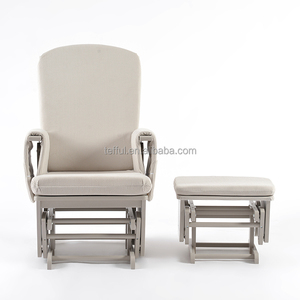 Muebles para cuarto de bebé, sillón mecedora reclinable con base de tela y madera. - Product Image 4
