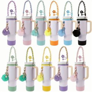 Daisy Key Pendant Cup Chain Cup Cover Cap Flower Cup <b>Braided</b> Straw with Decoration - Product Image 4