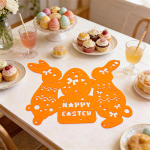 Frühlings-Oster-Tischset aus Filz, Hasen- und Eierform, rutschfeste Tischsets, hitzebeständig, langlebig, für Esstischdekoration - Product Image 1