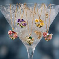 Kalung Liontin Tembaga Bergaya Dongeng Eropa Amerika, Rantai Bambu Desain Bunga, Hadiah untuk Wanita, Anak-anak, Unisex, Penggunaan Sehari-hari