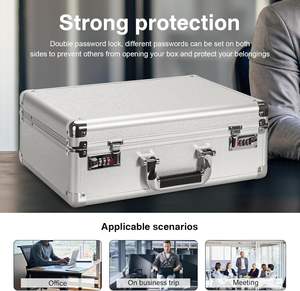 Boîte de rangement organisatrice - 14,2 x 9,4 x 4,5 pouces, taille moyenne, sacs de rangement portables avec serrures à double combinaison pour passeports - Product Image 3
