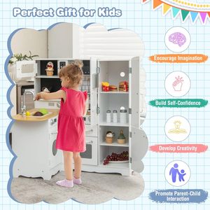 Juego de Cocina de Juguete para Niños, Juego de Cocina de Madera, Estilo Rústico Hecho a Mano, Lavadora Realista, <span class=keywords><strong>Horno</strong></span> Microondas, <span class=keywords><strong>Estufa</strong></span> - Product Image 4