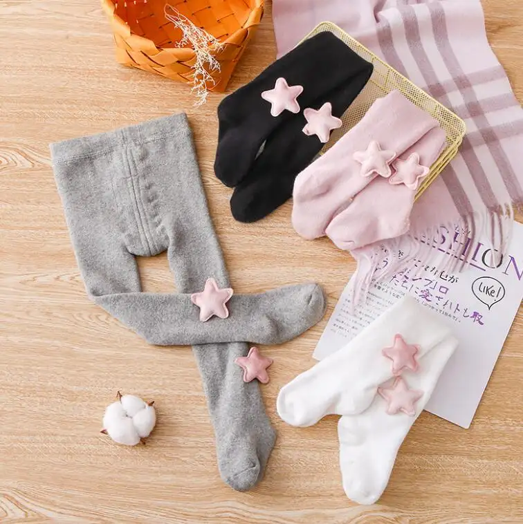 Wholesale thicken thermal cute star terry loop baby girls pantyhose