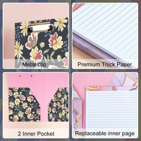 Carpeta de archivos personalizada de fábrica, Folio con líneas recargables, Bloc de notas, suministros de papelería, Clip, organizador de bloc de notas para niña y Mujer