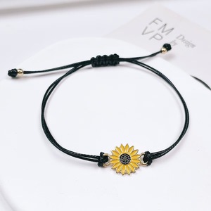 Braccialetti di girasole fatti a mano con cordino di cotone <span class=keywords><strong>e</strong></span> corda nera con stile religioso braccialetti avvolgenti con nappe per regali di auguri di <span class=keywords><strong>amicizia</strong></span> - Product Image 5