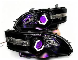 2X ไฟหน้าแบบรีฟิต ฮาโลริง LED RGBW Angel Eye Hex Light DRL BT App Remote 70 มม. - Product Image 4