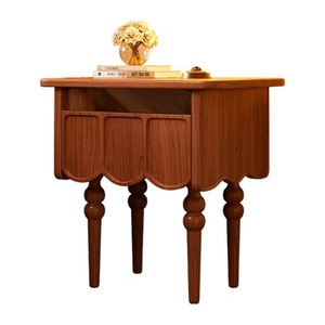 Solid wood bedside table, <b>bedroom</b> minimalist modern Nordic retro <b>storage</b> <b>cabinet</b>, multi-functional shelf, bedside table - Product Image 5