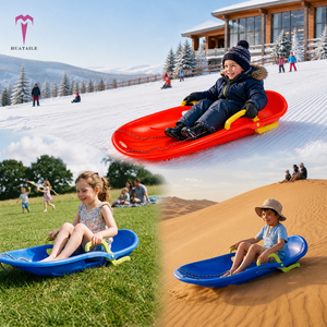 Toboggan d'été en plastique à dossier haut pour deux personnes, sans neige, pour la plage, le désert, l'herbe, capacité 120 kg, robuste, en HDPE, jouet d'extérieur - Product Image 2