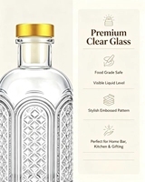 Bouteille en verre cristal sans plomb haut de gamme, style gothique rétro, gaufrée, avec bouchon à vis, estampage doré, emballage pour spiritueux, gravure de logo personnalisée