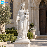 Sculpture élégante en marbre de la Madone et de l'Enfant, statue de la Vierge Marie sculptée à la main, décoration personnalisée pour église, chapelle, jardin commémoratif