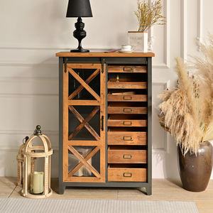 INNOVA HOME Solid Wood Farmhouse Accent Kitchen <b>Sideboard</b> Slide Barn Door Modern Dining Living Room Entry Hotel Storage - Product Image 1