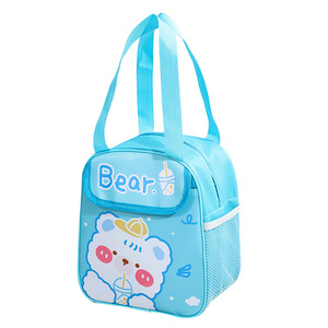 Wholesale Custom Logo Blue Cartoon Waterproof Oxford Kids Insulated Lunch Picnic Cooler Box Bag For Kids School Picnic