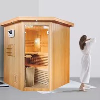 Ruang Sauna kubus Cedar merah luar ruangan 3-4 orang kelas atas dengan kayu Solid uap kering dan kompor Sauna penjual baik