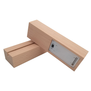 3D <span class=keywords><strong>Acrylic</strong></span> đèn AAA pin Powered gỗ <span class=keywords><strong>LED</strong></span> ánh sáng ban đêm cơ sở hiển thị đứng 7 # hộp pin cơ sở bằng gỗ - Product Image 3