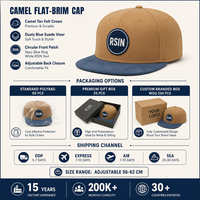 Casquette de baseball personnalisée à visière plate, 5 panneaux, snapback, patch brodé, visière bleue, réglable, vente en gros, OEM, faible MOQ