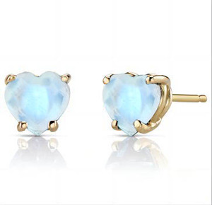 Heart Cut Moonstone <b>Stud</b> Earrings 925 <b>Silver</b> Claw Setting Women's Classic Fine Jewelry Everyday Wear - Product Image 1
