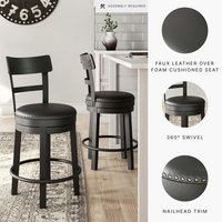 Tabouret de bar moderne en similicuir PU avec dossier en bois, pivotant, réglable en hauteur, avec accoudoirs, idéal pour la maison, les bars et les hôtels