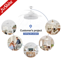 Ventilateur de plafond rétractable 1stshine de 42 pouces, de qualité commerciale, éco-responsable, personnalisable OEM/ODM, avec lumière LED
