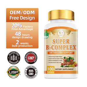 Tabletas de Vitamina Super B-Complex DUOZI - 100 Unidades, Aumento de Energía y Apoyo al Metabolismo, Veganas, Sin Gluten ni Nueces - Product Image 1