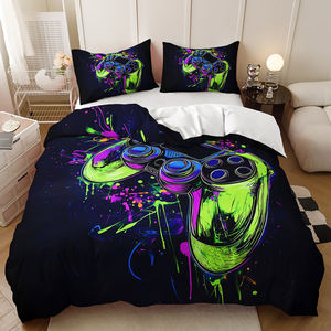 Juego de Funda Nórdica Gamer con Diseño de Arte Digital 3D Moderno en Poliéster con Controlador y Diseño de Salpicaduras - Product Image 3