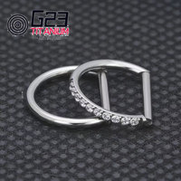 Anneaux de piercing pour septum nasal en titane G23 ASTM F136 de forme D avec charnière, bijoux de piercing