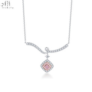 Latest Wholesale Products Shiny Exquisite Pink Diamond <b>Necklace</b> Jewelry 18K Solid Gold Real Natural Diamonds Pendant <b>Necklace</b> - Product Image 1