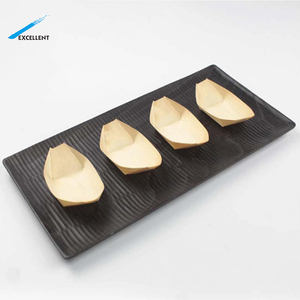 Bateau à <span class=keywords><strong>sushi</strong></span> à feuilles en bois jetables Récipient de nourriture naturelle Plateau de service à <span class=keywords><strong>sushi</strong></span> - Product Image 4