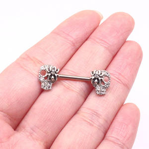 2025, superventas, anillos de <span class=keywords><strong>pezón</strong></span> de araña de acero quirúrgico 316L para mujeres y hombres, barra transparente CZ, barras de <span class=keywords><strong>pezón</strong></span> de Calavera, <span class=keywords><strong>Piercing</strong></span> para <span class=keywords><strong>pezón</strong></span> - Product Image 3