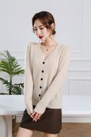 Pull en cachemire 100% pour femme, décontracté, épais, col en V, manches longues, coupe ample, anti-rétrécissement, tricoté à la machine, collection automne/hiver