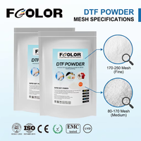 Poudre DTF Premium FCOLOR, adhésif thermofusible TPU, 75-300µm, pour impression numérique par transfert thermique, haute élasticité, lavable
