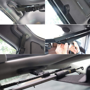 Support de canne à pêche avec sangles en nylon noir à 2 rayures pour le rangement des cannes à pêche dans la voiture - Product Image 5
