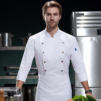 Veste de Chef Japonaise pour Homme, Uniforme de Cuisine, Veste de Chef d'Hôtel avec Boutons