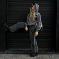 Produsen Jeans Logo Kustom Celana Jeans Cargo Wanita Fashion Streetwear Celana Jeans Denim Berkualitas Tinggi untuk Wanita
