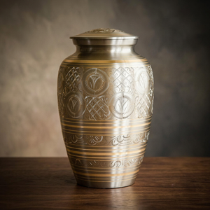 Copper Metal Cremation Urn Floral Embossed <b>Ashes</b> <b>Keepsake</b> Crematory Urn Commemoration Decoration <b>for</b> Adult - Product Image 4