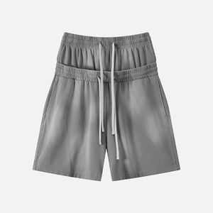 Custom <strong>Men's</strong> Washed Gradient Sweat <strong>Shorts</strong> Double Layer Elastic Waist Cotton Drawstring Side Pocket Breathable Streetwear Casual - Product Image 3