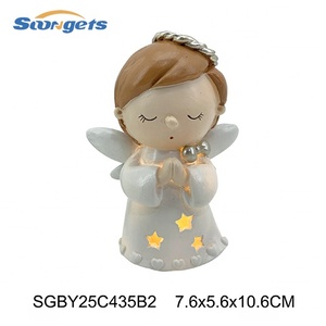 Ange priant en résine <span class=keywords><strong>avec</strong></span> lumières - Décoration d'intérieur durable, souvenir, cadeau, artisanat artificiel - Product Image 3