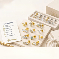Piercing Labret en Titane ASTM F136 à Filetage Interne pour Tragus, Hélix, Daith, Lèvre - Bijoux de Mode pour Femme - Vente en Gros