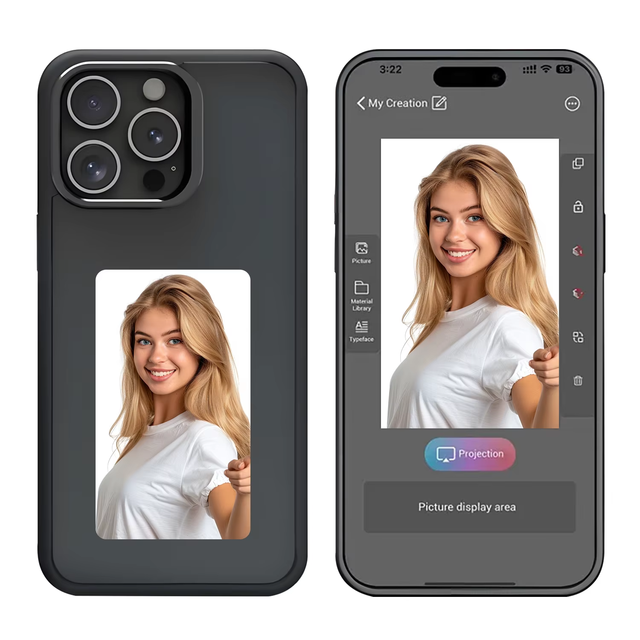 Elegant NFC E-Ink Phone Case No-Charge Operation for iPhone 16/15/14 /13 DIY Picture Projection Shockproof Protection case