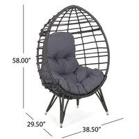 Sofá Individual de Diseño Moderno para Exteriores, en Forma de Huevo, de Alta Calidad, de Mimbre y Ratán, para Jardín, Suministro de Fábrica