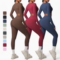 Ensemble de jogging personnalisé pour femme, respirant et doux pour la peau, séchage rapide, manches longues, ajusté pour l'entraînement et la gym